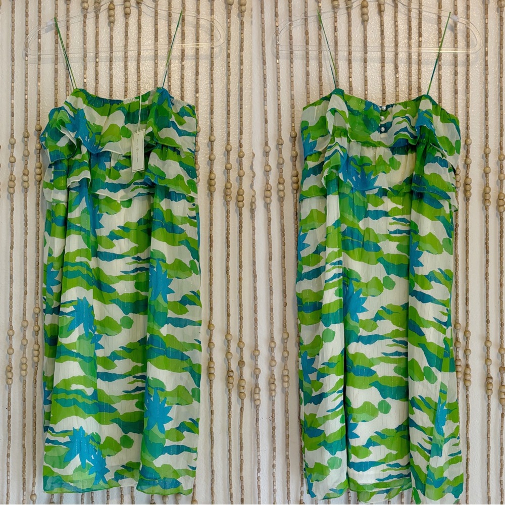 Julie Brown NWT 100% Silk Tropical Floral Boho Mermaid Beachcore Slip Dress 6